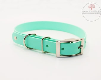 Mint BioThane® Dog Collar - handcrafted I waterproof I odour stain resistant I antimicrobial I pliable I durable