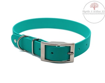 Teal BioThane® Dog Collar - handcrafted I waterproof I odour stain resistant I antimicrobial I pliable I durable