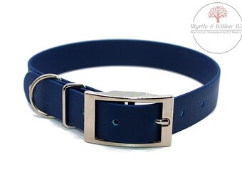 Navy BioThane® Dog Collar - handcrafted I waterproof I odour stain resistant I antimicrobial I pliable I durable