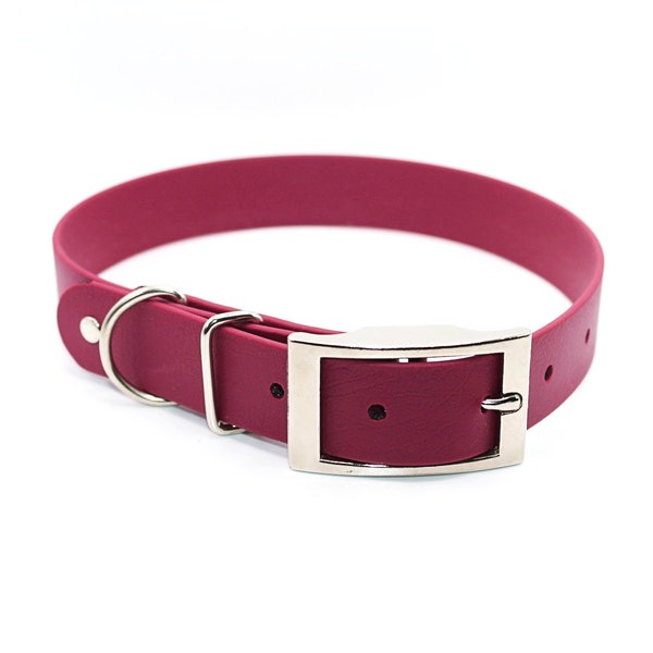 Handcrafted Mulberry BioThane Dog Collar: waterproof / odour stain resistant / antimicrobial / pliable / durable
