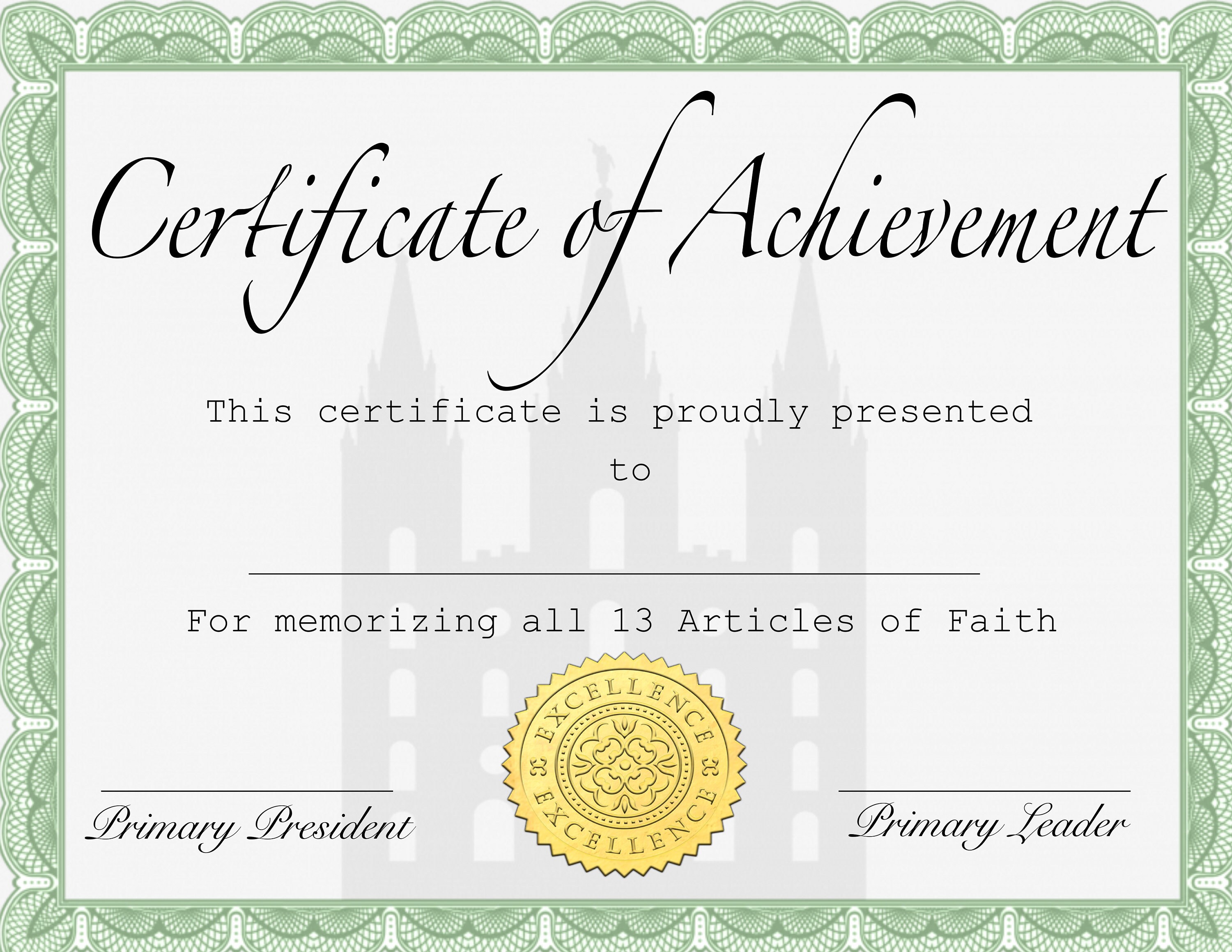 Articles of Faith Printable With Certificate - Etsy