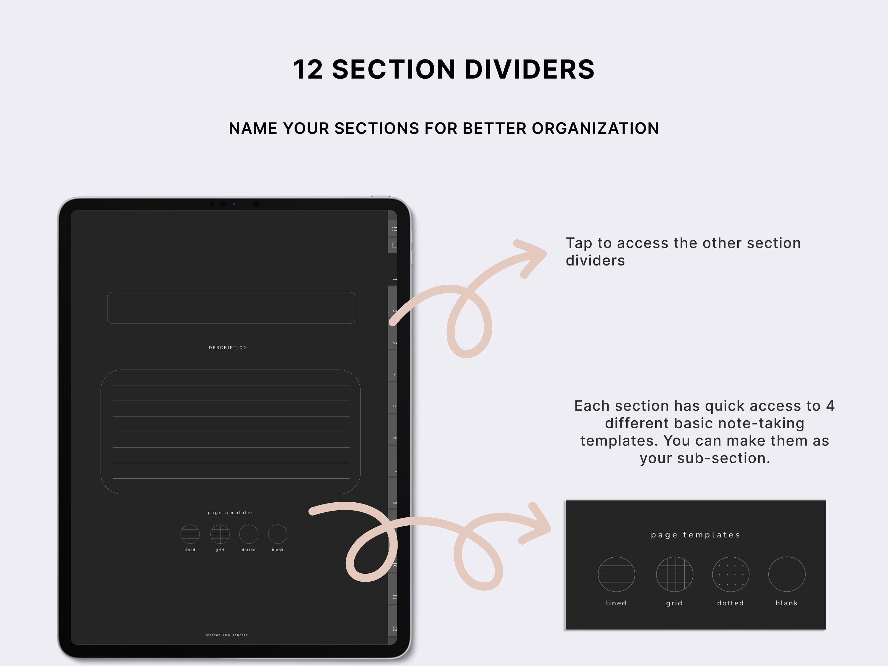 Dark Mode Digital Notebook, 12 Subject Digital Notebook for Goodnotes ...