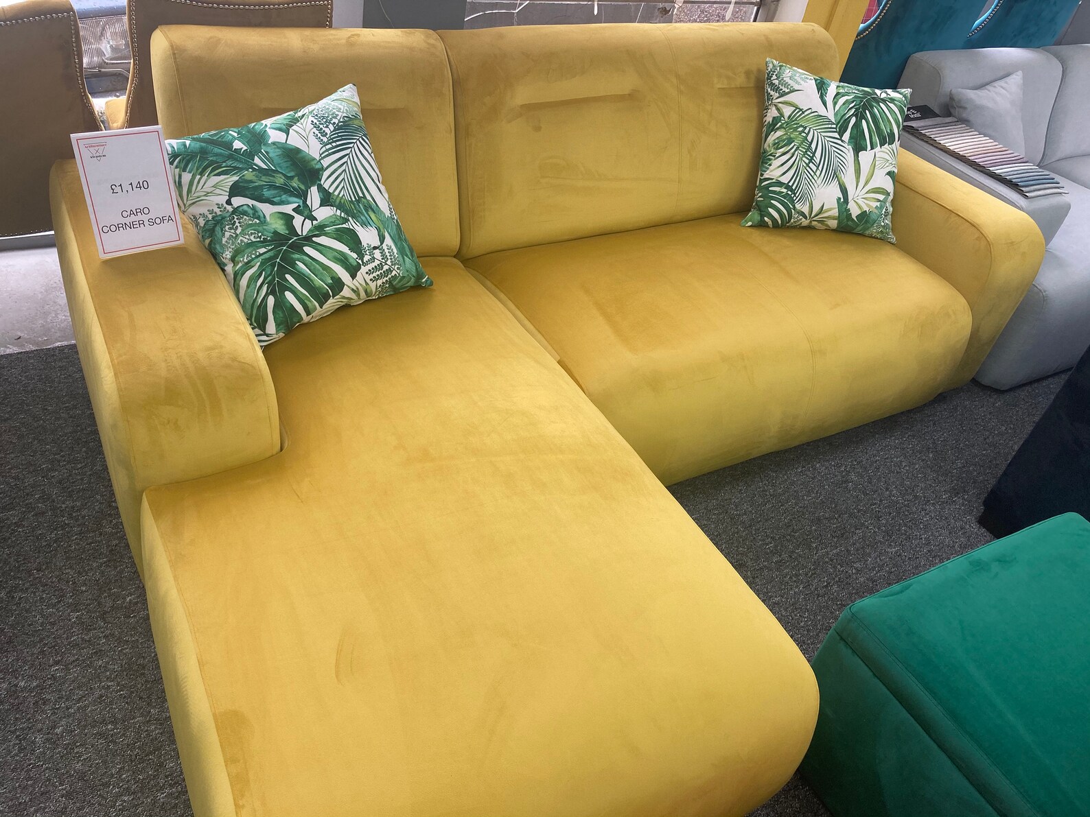 Caro yellow velvet corner sofa Etsy