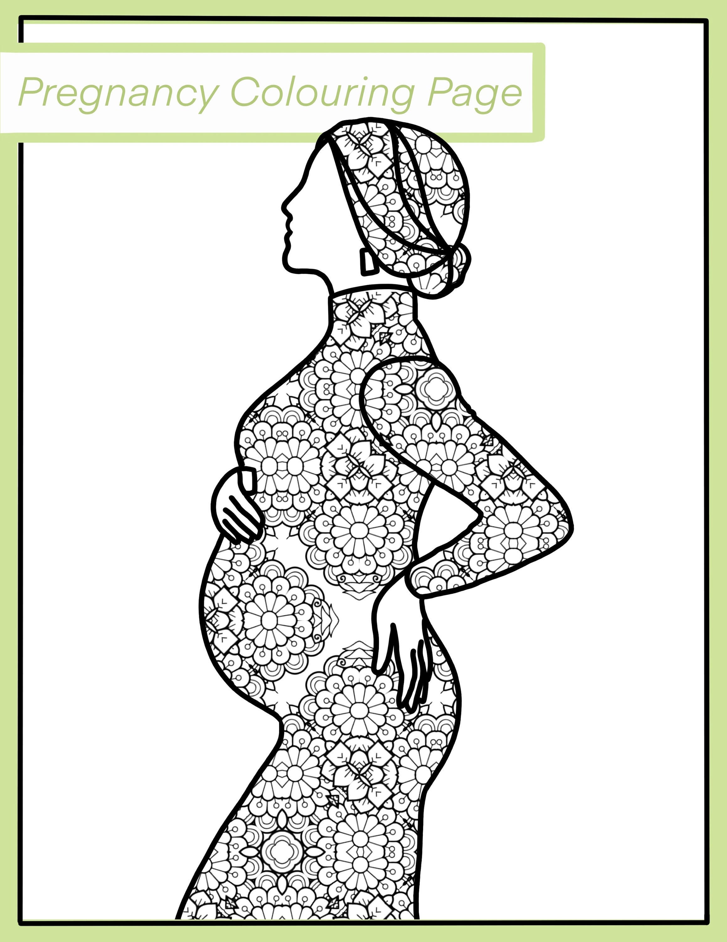 New Mom Pregnancy Colouring Page For Mindfulness | Etsy