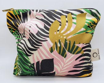 Cosmetic bag / Toiletry bag / Wash bag - Organic Cotton - Tropics