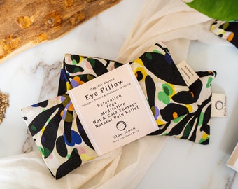 Eye Pillow for yoga/mediation/relaxation - Organic Cotton - Heat and Cold Therapy - Fronds