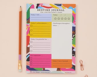 Bedtime Journal - for a better night&#39;s sleep | A5 | Wellness planner, Deskpad, Notepad, night time notes