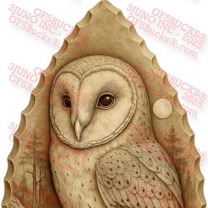 3D-illusie-uil, PNG – ontwerp met pijlpunt bij maanlicht – lasergravureproject – 7,90 x 13,98 – GF5Bucks®