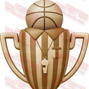 3D Illusion Basketball Trainer PNG - Trophy Plaque Design - Lasergravurprojekt - 8x14 - GF5Bucks®