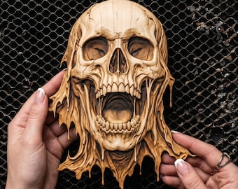 DarkGraven™ 3D Illusion Art Melting Screaming Skull Artwork PNG - 11.9x14.0 Inches GF5Bucks®