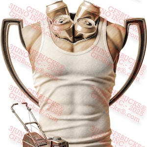 3D-Illusion für den besten Ehemann aller Zeiten PNG - Lustige Trophäe Lasergravur Design - Bierdosen & Rasenmäher - 8.2x13.9 - GF5Bucks®