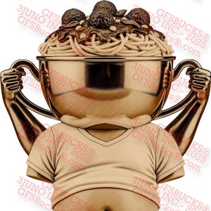 3D Illusion Bester Koch aller Zeiten PNG - Lustige Trophäe Küche Geschenk Gravurdesign - Spaghetti Fleischbällchen Kopf - 8.6x14 - GF5Bucks®
