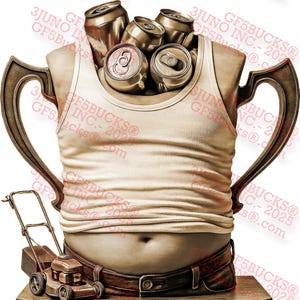 3D Illusion Bester Ehemann aller Zeiten PNG - Lustige Trophäe Lasergravur Design - Bierbauch-Rasenmäher Geschenk - 9x14 - GF5Bucks®