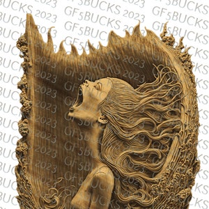 Laser Brennen PNG | 3D Illusion | Gravur | Laserbereit | Digitale Designdatei | Meerjungfrau | Meeressirene