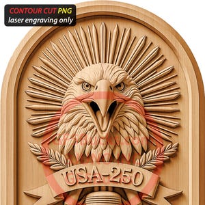3D Illusion Patriotic Eagle PNG – USA 250 Anniversary Laser Engraving – 9.4x14 Inches – GF5Bucks®