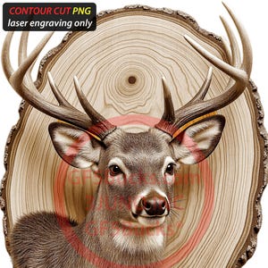 3D Illusion Deer Head Art for Laser Engraving | PNG Digital File | 9.63x14.00 Inch | GF5Bucks®