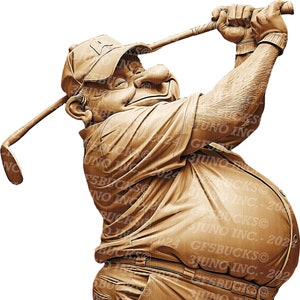 3D Illusion | Laser Brennen PNG Digitale Datei | zum Gravieren | Laserbereit | Sofortdownload | Golfspieler | Witzig | Karikatur | Tee Time Verlinkungen