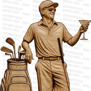 3D Illusion | Laser Brennen PNG Digitale Datei | zum Gravieren | Laserbereit | Sofortdownload | Männlicher Golfer