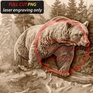 3D Illusion Grizzly Bear Art für Lasergravur | PNG Digitale Datei | 36x26cm | GF5Bucks®
