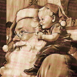 Laser Burn PNG | Ilusão 3D | Gravar | Pronto para Laser | Arquivo de Design Digital | Papai Noel | Retrô 1955 | Vintage