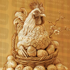 3D Illusion | Laser PNG Digitale Datei | zum Gravieren | Laserbereit | Sofortdownload | Ostern | Huhn