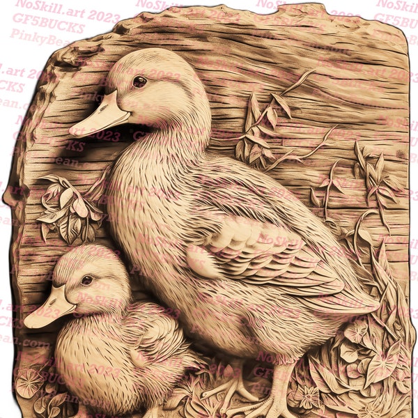 Laser Burn PNG | 3D Illusion | Engrave | Laser Ready | Digital Design File | Ducks | Shorebird | Duckling