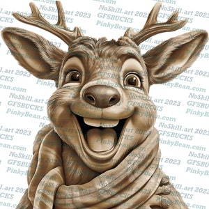 Add Magic to Your Décor: 3D Illusion Christmas Reindeer PNG Digital File for Laser Engraving, Instant Download!