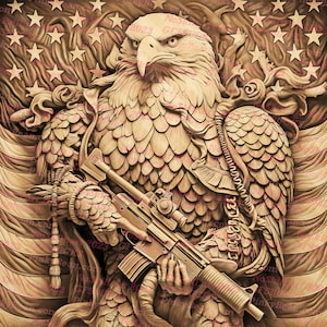 Laser Burn PNG | 3D Illusion | Engrave | Laser Ready | Digital Design File | Eagle | Flag | USA | Patriotic