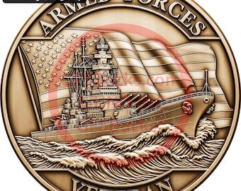 3D Illusion Battleship Veteran Art for Laser Engraving | PNG Digital File | 14.00x13.99 Inch | GF5Bucks®