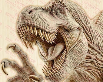 T-Rex, Trex, Tyrannosaurus Rex 3D Illusion Digital File  - Laser Engraving Ready (Instant Download, PNG) | 14x14