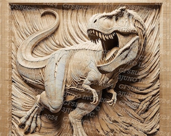 3D Illusion | Laser PNG Digital File | For Engraving | Laser Ready | Instant Download | T-rex | Dinosaur | Tyrannosaurus Rex