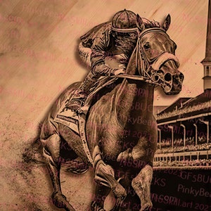 Horse Derby Thrill - Pferderennen & Jockey 3D Illusion PNG für Lasergravur, digitale Designdatei, sofortiger Download