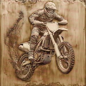 3D Illusion Motocross, Dirt Bike - Download instantâneo de arquivo PNG para gravação a laser, pronto para laser