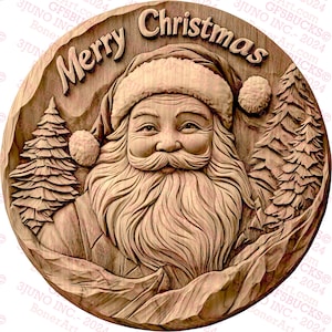 Père Noël, Joyeux Noël | Gravure laser PNG | illusion 3D | Graver | Prêt pour le laser | Fichier de conception numérique | 14 x 14