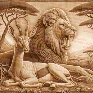 Illusione 3D / File digitale PNG Laser Burn / Per incisione / Pronto per laser / Download immediato / Leone / Gazzella / Africa