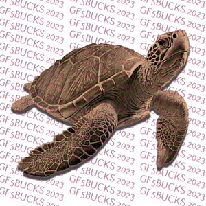 Laserbranden, png-bestand | 3D-illusie | Graveren | Gereed voor laser | Digitaal ontwerpbestand | Zeeschildpad | Zeeleven