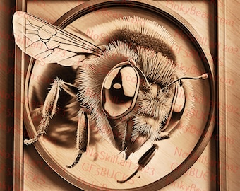 Laser Burn PNG | 3D Illusion | Engrave | Laser Ready | Digital Design File | Bees | Honey Bee | Bumblebee
