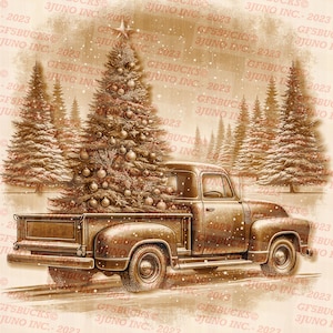 Laser Brennen PNG | 3D Illusion | Gravur | Laserbereit | Digitale Designdatei | Weihnachtsmann | Tannenbaum | Lieferwagen | Retro II