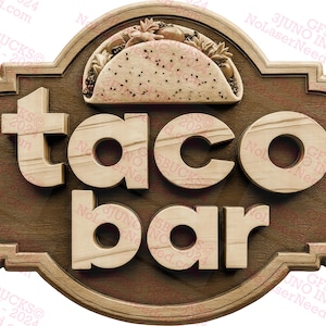 Rustic Taco Sign 3D Illusion Taco Bar Sign, Rustic Kitchen Decor, Mexican Food Wall Art ...