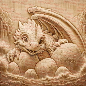 Illusione 3D / File digitale PNG Laser Burn / Perfetto per l'incisione / Design pronto per il laser / Download immediato / Drago / The Beast II