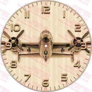 Classic Airplane Clock Face | 3D Illusion | Vintage Plane | Laser Engraving File | Aviation Decor Laser Engraving File PNG | 14x14