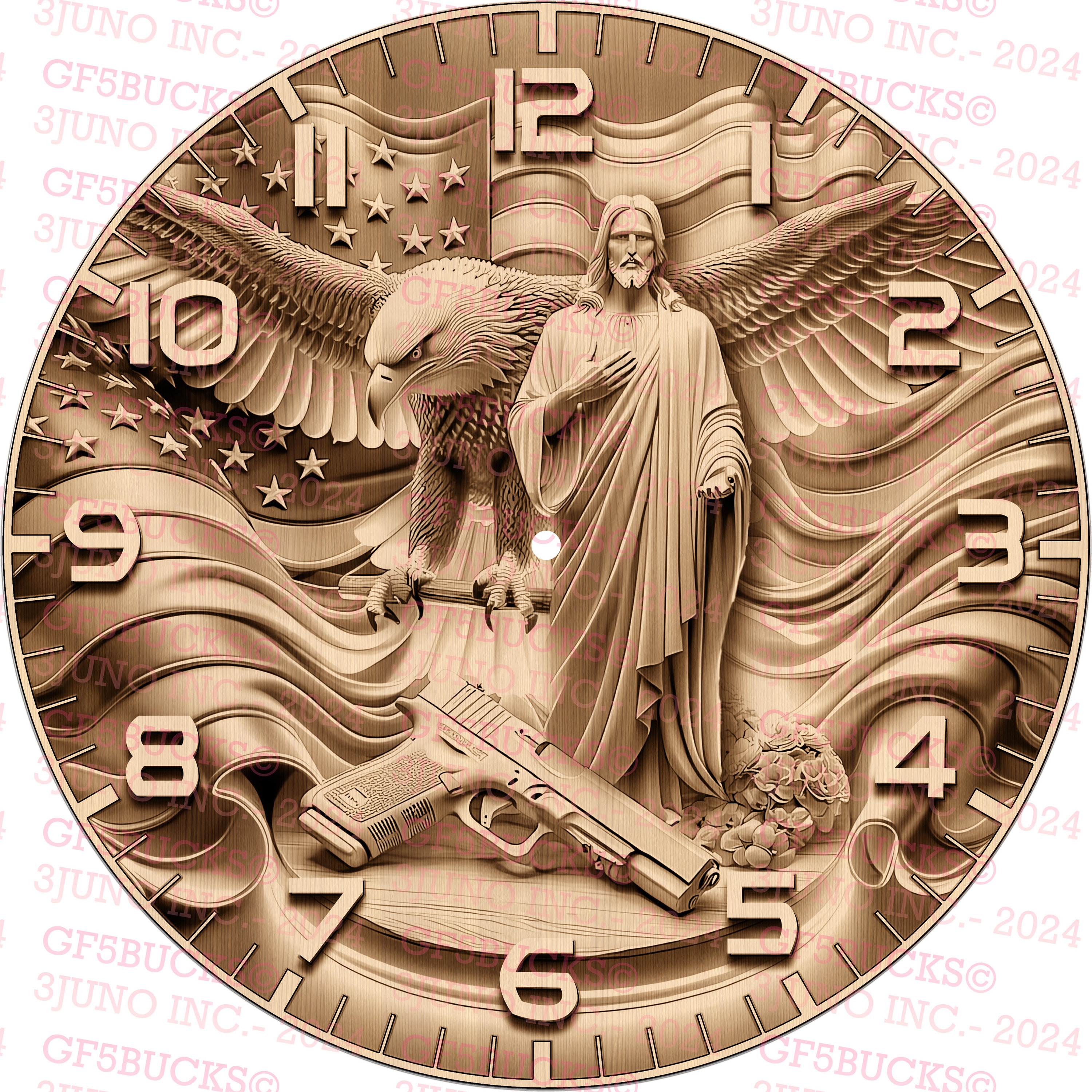 Clock God Religious | | God | America | Patriotic Clock 3D Illusion Engraving ...