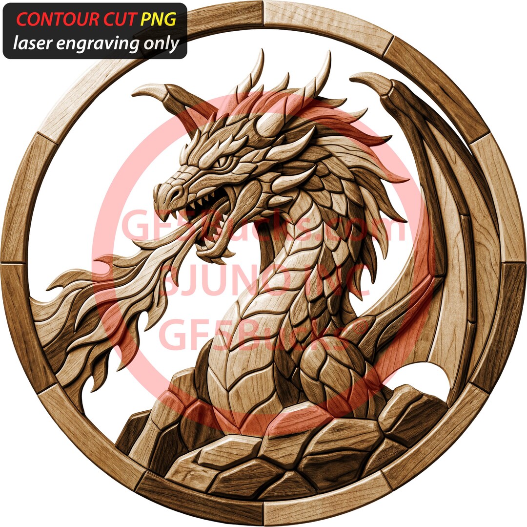 3D Illusion Fire Dragon Art for Laser Engraving | PNG Digital File ...
