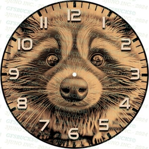 3D Illusion | Laser PNG Digitale Datei | zum Gravieren | Laserbereit | Sofortdownload | Uhr | Waschbär