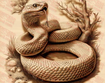 3D Illusion Snake PNG Design | Reptile Art for Laser Engraving | Laser Burn PNG | Laser Ready | Digital Design File | 14x14