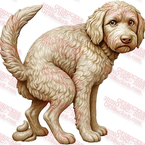 3D Illusion Pooping Labradoodle PNG - Lustiges Lasergravurdesign - Urkomische Hundeszene - 13.9x13.6 Zoll Digitale Datei - GF5Bucks®