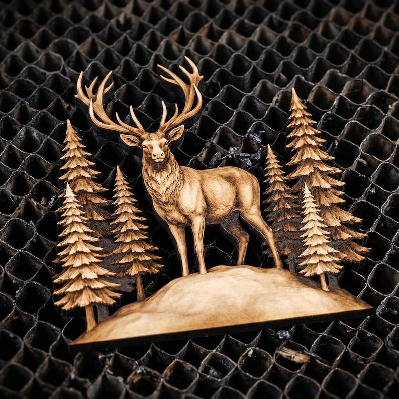 Hyper-realistic 3D Illusion Majestic Buck Winter Landscape Laser ...