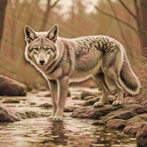 Arte de parede de coiote de ilusão 3D – Decoração de cena da natureza para entusiastas da vida selvagem e do ar livre l PNG | 14x10,5