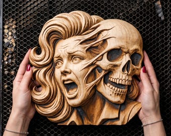 DarkGraven™ 3D Illusion Art Surreal Horror Morphing Skull PNG - 14.0x13.8 Inches GF5Bucks®