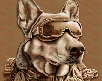 German Shepherd 3D Illusion Art PNG | Military Dog Laser Engraving Design | Laser Burn PNG | Laser Ready | Digital Design File | 14x14